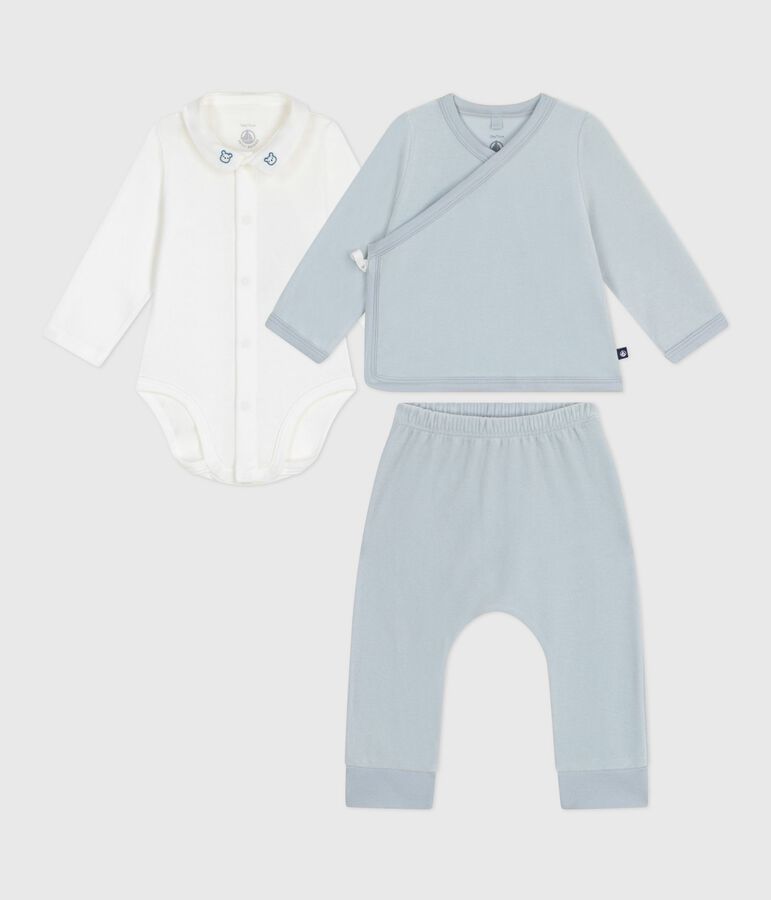 2-teiliges Baby-Geschenkset aus Nicki und bestickter Body mit B&auml;rmotiv blau