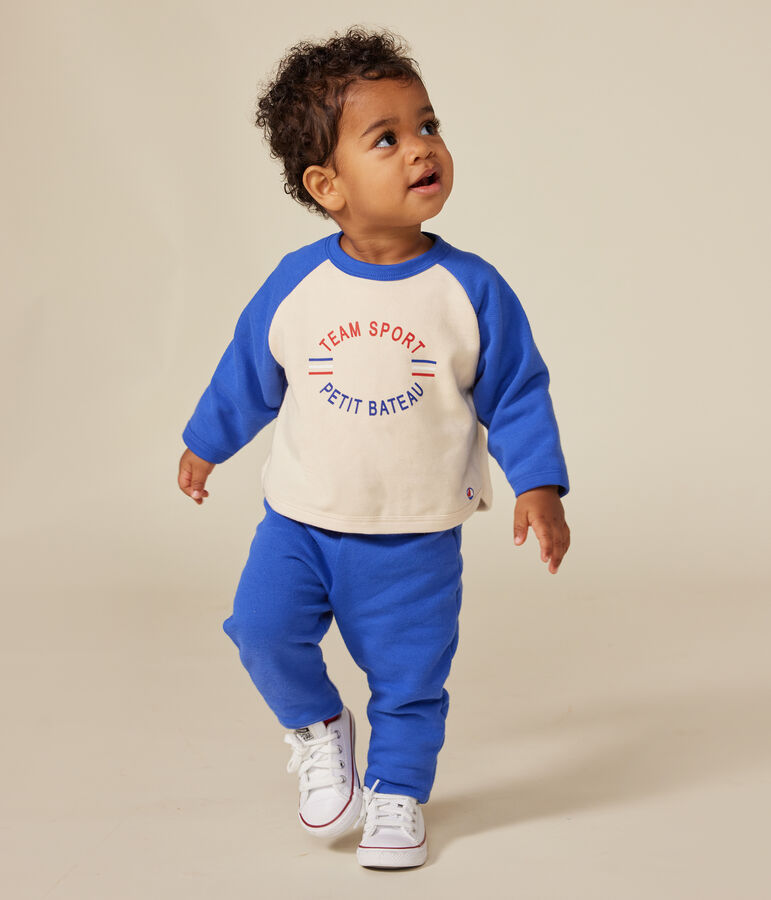 Baby-Sweatshirt aus Molton naturfarben/blau
