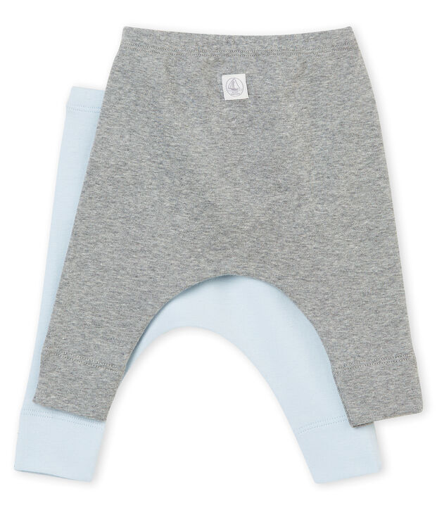 Zwei Unisex Baby Leggings aus angerautem 1x1 Rippstrick in Uni vielfarbig