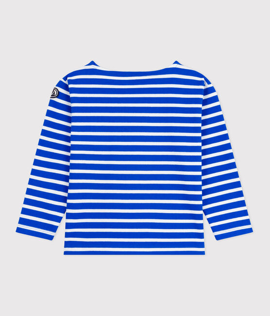 Langärmeliges Kinder-Unisex Streifenshirt aus Baumwolle blau PERSE/weiss MARSHMALLOW