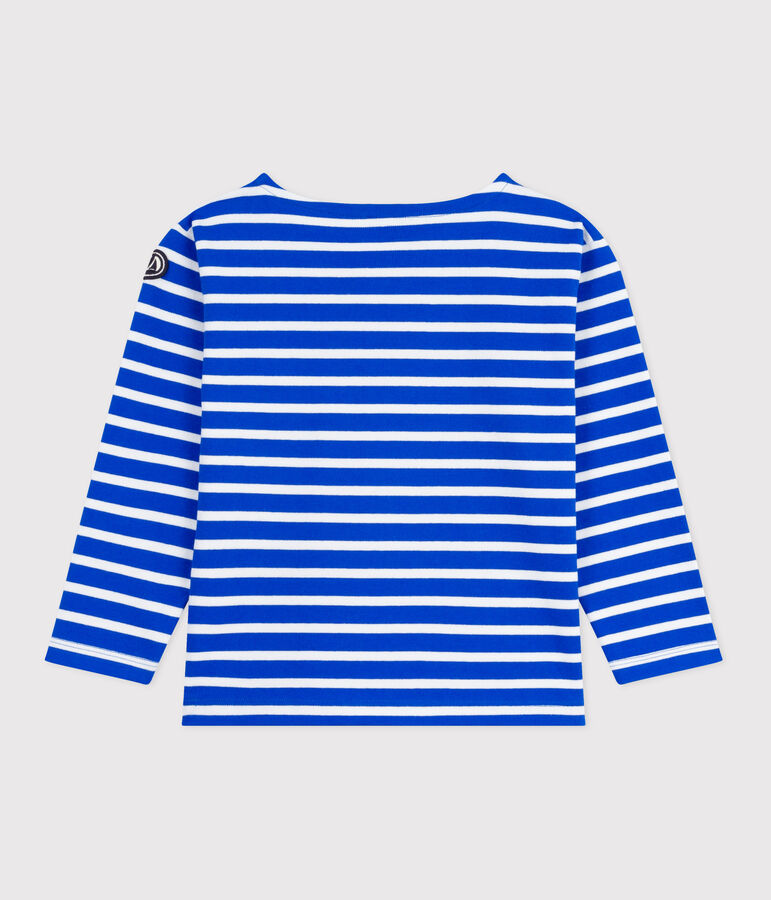 Lang&auml;rmeliges Kinder-Unisex Streifenshirt aus Baumwolle blau/weiss