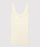 Damen-Tanktop aus Wolle und Baumwolle weiss MARSHMALLOW