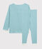 Gestreepte pyjama van katoen en lyocell voor jongetjes blau MIROIR/weiss MARSHMALLOW