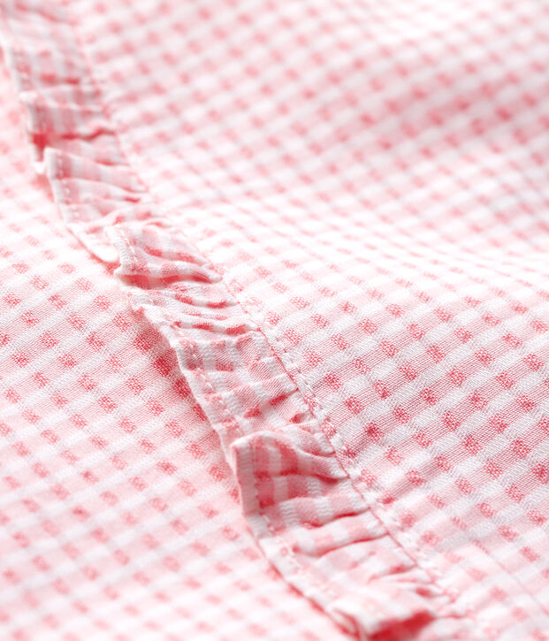 Kurz&auml;rmelige Baby-Bluse f&uuml;r M&auml;dchen aus Popeline rosa/weiss