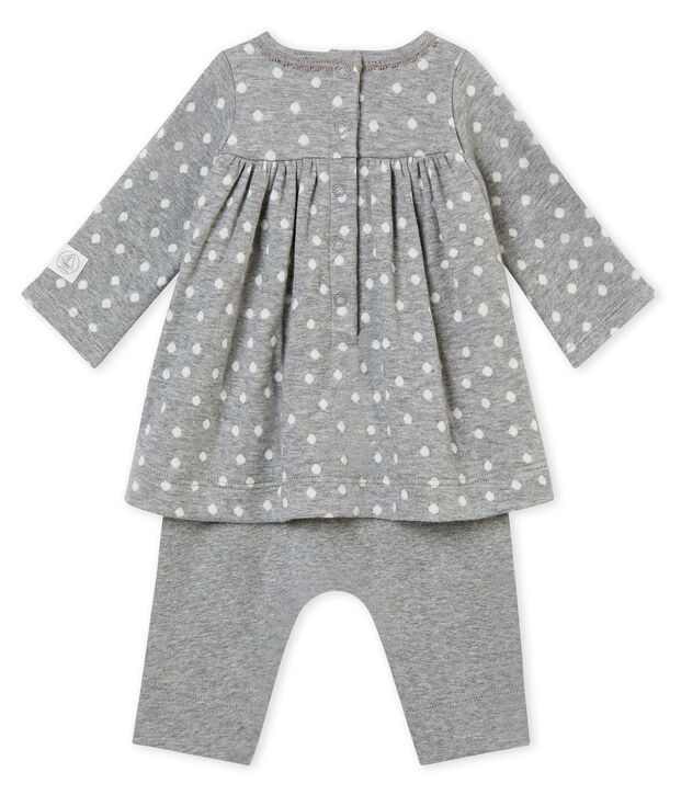 Baby M&auml;dchenKleid mit Leggings grau/vielfarbig