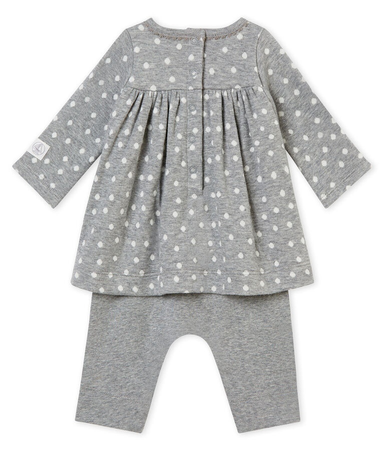 Baby M&auml;dchenKleid mit Leggings grau SUBWAY/weiss MULTICO