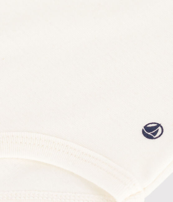 Kurzärmeliger Baby-Body aus Baumwolle mit Rüschenkragen weiss MARSHMALLOW