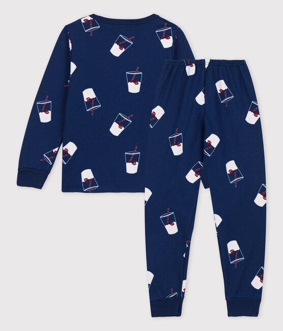 Kinderpyjama aus Bio-Baumwolle Tajinebanane x Petit Bateau blau MEDIEVAL/weiss MULTICO