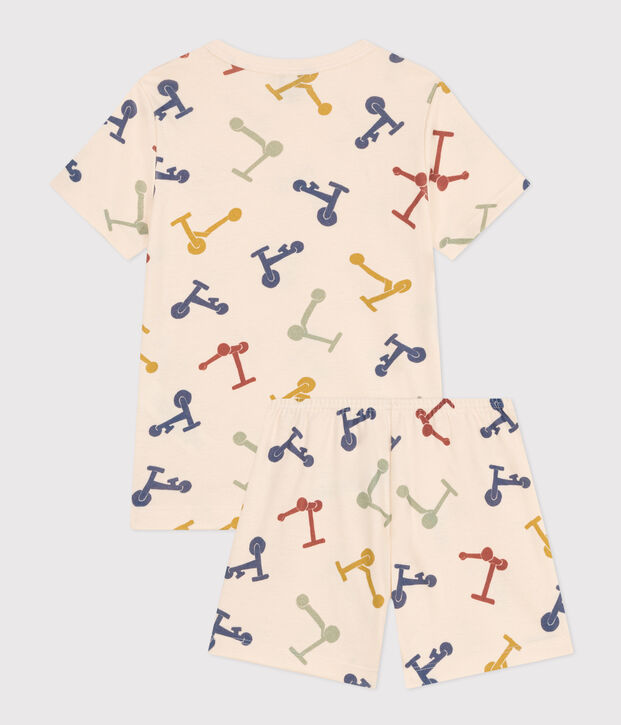 Kurzer Kinderpyjama aus Baumwolle mit Roller-Printmotiv naturfarben/vielfarbig