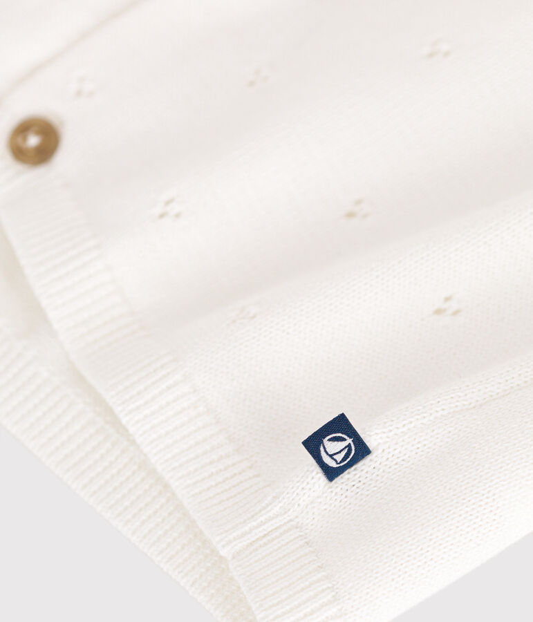 Baby-Cardigan aus Baumwollstrick in Ajour-Optik weiss