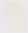 2-teiliges Baby-Set aus Woll- und Baumwollstrick mit Jacquardmuster weiss MARSHMALLOW