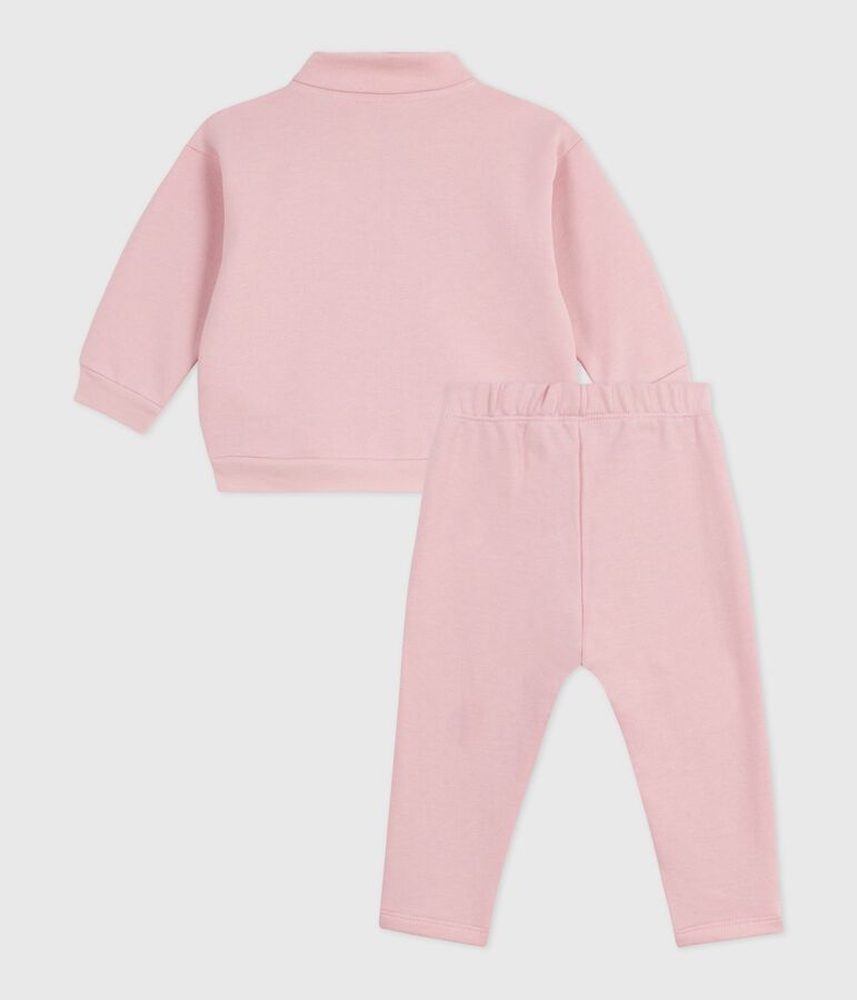 Baby-Set Sweatshirt und Hose aus einfarbiger Baumwolle rosa