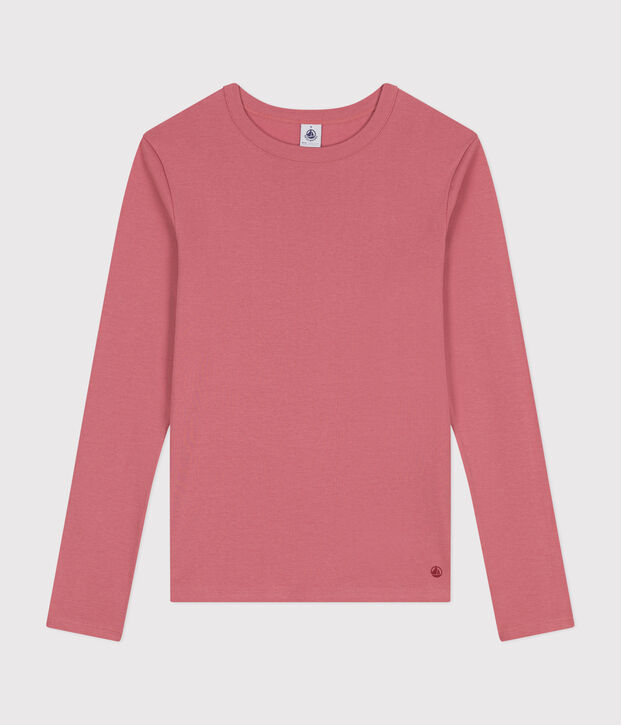 Lang&auml;rmeliges Damen-T-Shirt L'Iconique aus einfarbigem Rippstrick rosa