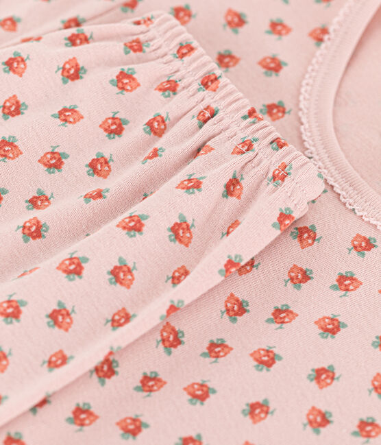 Kurzärmeliger Kinderpyjama aus Baumwolle für Mädchen rosa SALINE/weiss MULTICO