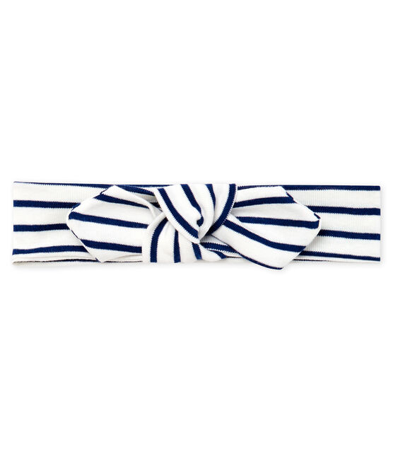 Baby-Haarband Mädchen, gestreift weiss MARSHMALLOW/blau SMOKING