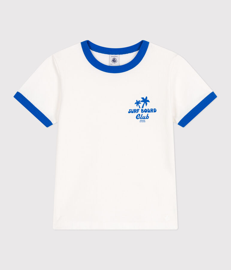Kurz&auml;rmeliges Kinder-T-Shirt aus bedruckter Baumwolle weiss