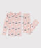 Kinderpyjama aus Baumwolle in eng geschnittener Passform für Mädchen rosa SALINE/weiss MULTICO