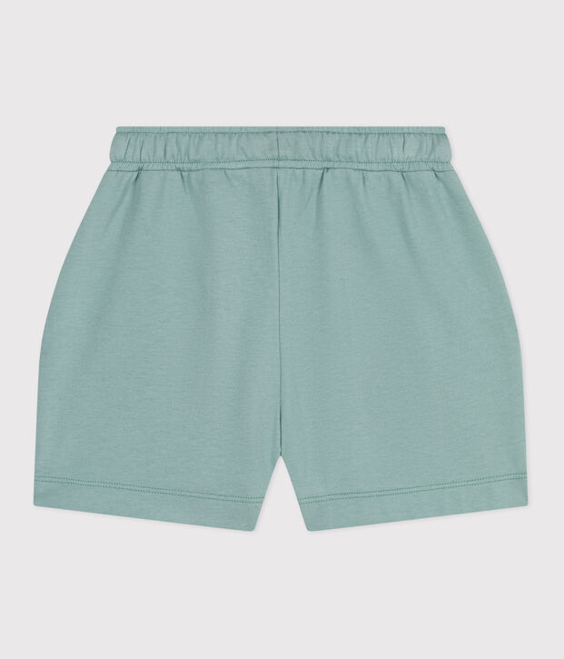 Kinder-Shorts aus einfarbiger Baumwolle gr&uuml;n