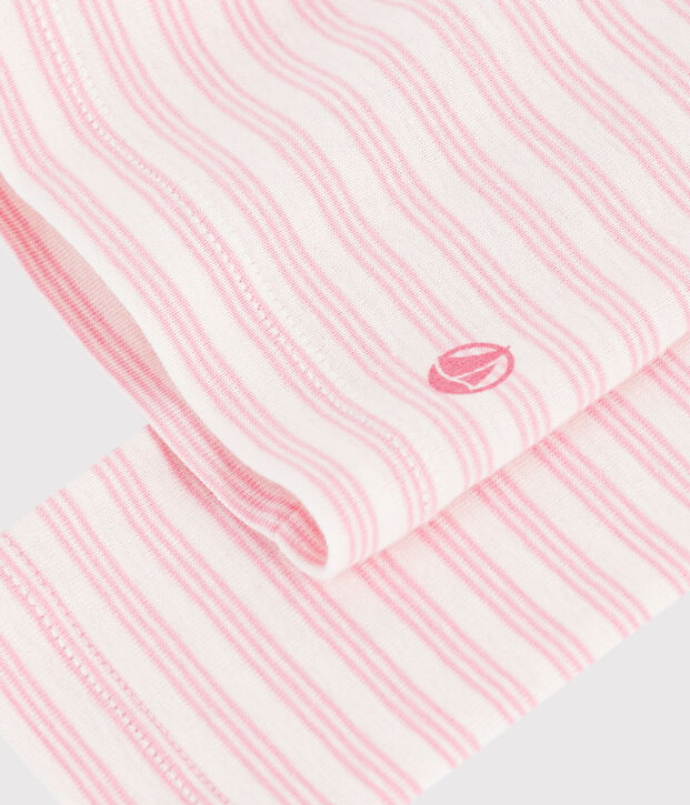 Kinder-Rollkragenshirt aus Baumwolle mit Streifen rosa/rosa