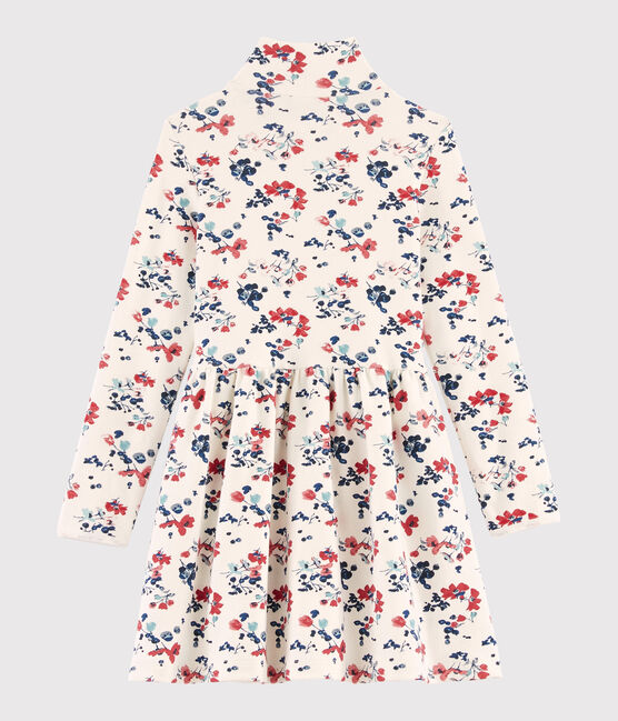 Langärmeliges Kinderkleid für Mädchen weiss MARSHMALLOW/weiss MULTICO