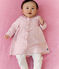 Baby-Kleid mit Kragen Blumen- und Herzmotiv und dazu passende Leggings aus Baumwolle rosa JOLI/weiss MULTICO