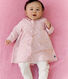 Baby-Kleid mit Kragen Blumen- und Herzmotiv und dazu passende Leggings aus Baumwolle