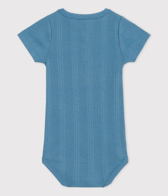 Kurzärmeliger Baby-Body aus Baumwolle mit Tunikaausschnitt blau LAVIS