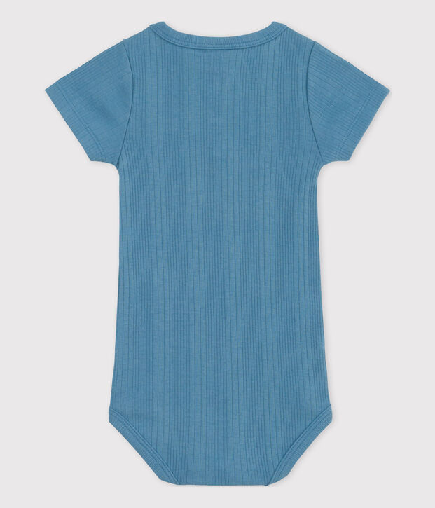 Kurz&auml;rmeliger Baby-Body aus Baumwolle mit Tunikaausschnitt blau