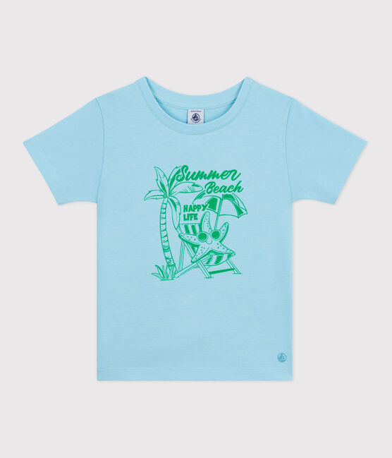 Kurzärmeliges Kinder-T-Shirt aus bedruckter Baumwolle blau AQUATIC
