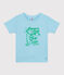 Kurzärmeliges Kinder-T-Shirt aus bedruckter Baumwolle blau AQUATIC