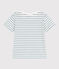Kurzärmeliges Kinder-T-Shirt aus Baumwolle mit Streifen grün MARSHMALLOW/ DRAGONFLY