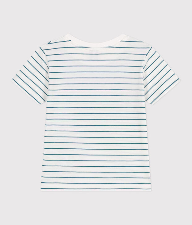 Kurz&auml;rmeliges Kinder-T-Shirt aus Baumwolle mit Streifen gr&uuml;n/gr&uuml;n