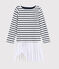 Langärmeliges Kinderkleid für Mädchen weiss MARSHMALLOW/ SMOKING ARGENT BRILLANT