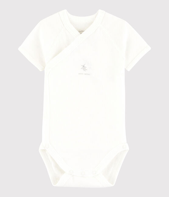 Kurzärmeliger Baby-Body in Wickelform Mädchen/Jungen weiss MARSHMALLOW
