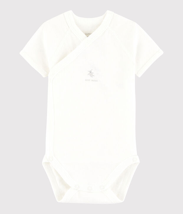 Kurz&auml;rmeliger Baby-Body in Wickelform M&auml;dchen/Jungen weiss