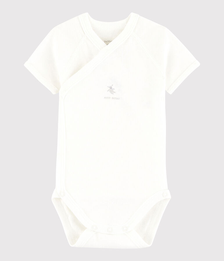 Kurz&auml;rmeliger Baby-Body in Wickelform M&auml;dchen/Jungen weiss
