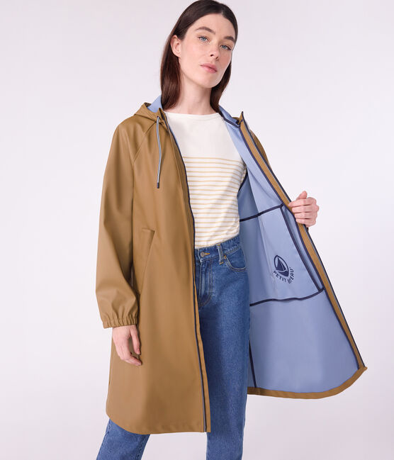 Lange Damen-Regenjacke mit zwei Farben braun ROCHE