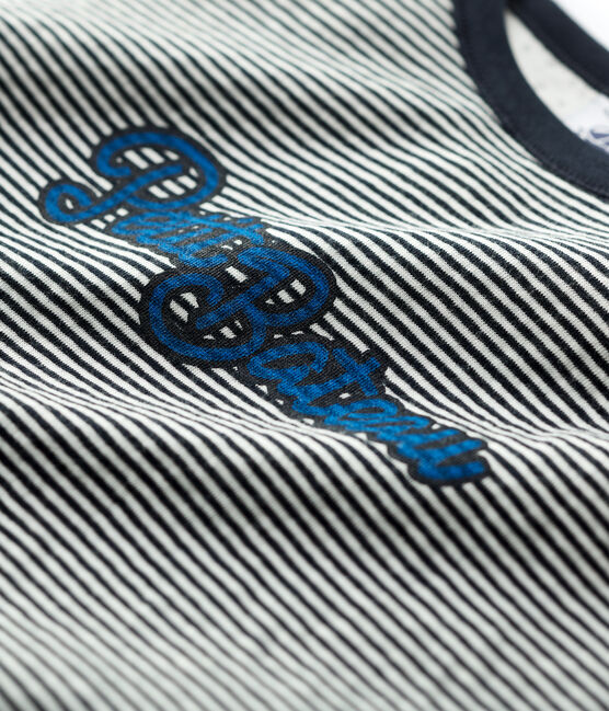 Langärmeliges Kinder-T-Shirt aus Doppeljersey für Jungen blau SMOKING/weiss MARSHMALLOW