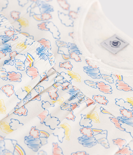 Kurzer Kinderpyjama aus Baumwolle mit Regenbogen-Printmotiv weiss MARSHMALLOW/weiss MULTICO