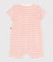 Baby-Kurzoverall aus gestreiftem Baumwoll-Frottee  orange MARSHMALLOW/ ABRICOT