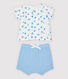 Zweiteiliges Baby-Set aus Bio-Baumwoll-Windelstoff in Blau