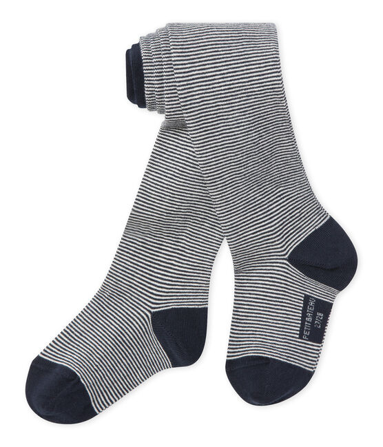Mädchen Strumpfhose aus Jersey blau SMOKING/weiss MARSHMALLOW