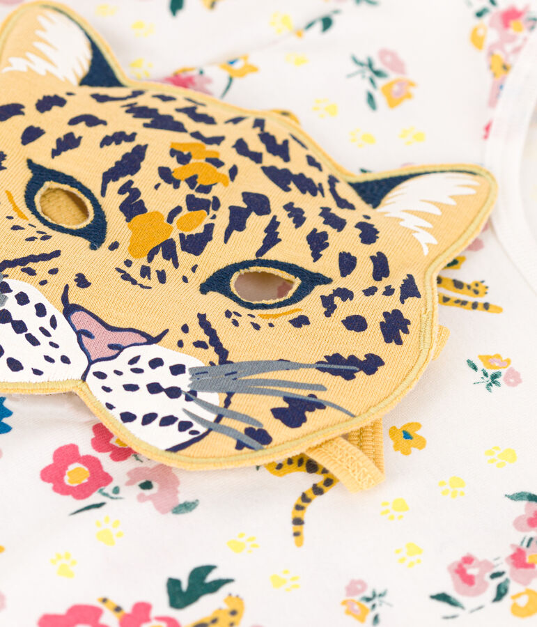 Kost&uuml;mierungs-Pyjama aus Baumwolle mit leuchtendem Printmotiv und Panthermaske f&uuml;r Kinder weiss MARSHMALLOW/weiss MULTICO