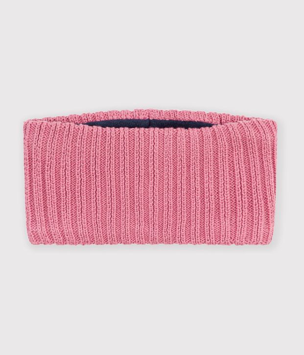 Baby-Schlauchschal aus einfarbigem Strick mit Fleece-Futter rosa
