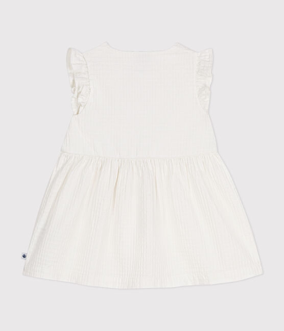 Ärmelloses Baby-Kleid aus gemusterter Baumwolle weiss MARSHMALLOW