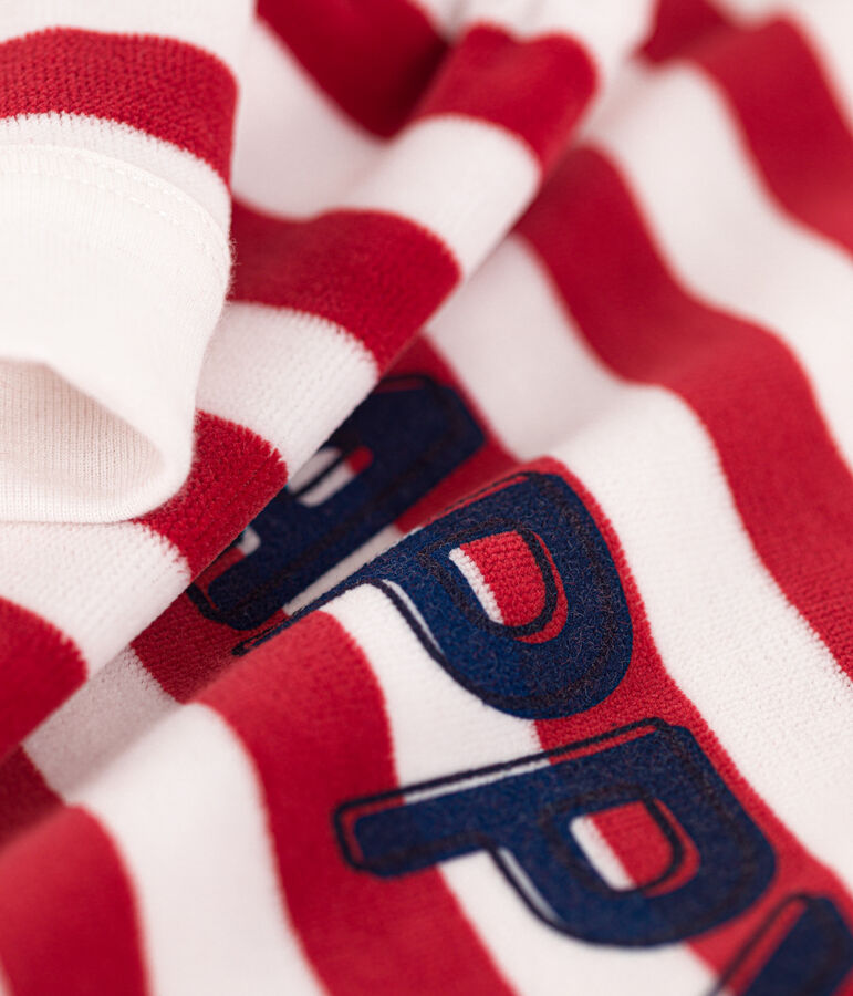 Kinderpyjama aus Nicki mit Streifen rot/weiss