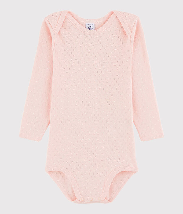 Lang&auml;rmeliger Baby-Body M&auml;dchen rosa/weiss