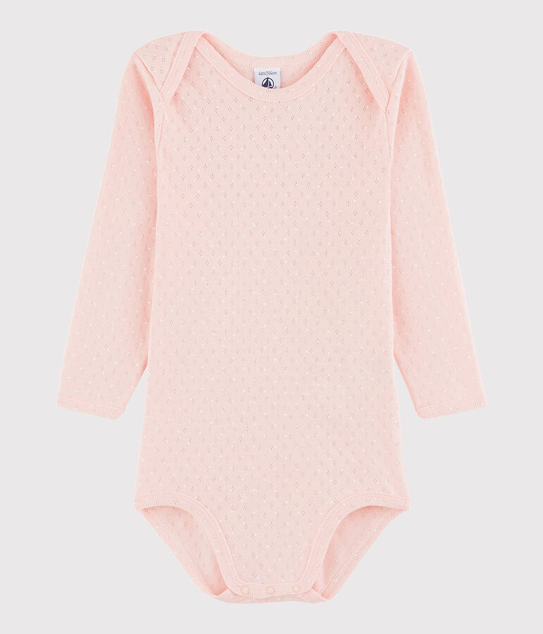 Lang&auml;rmeliger Baby-Body M&auml;dchen rosa/weiss