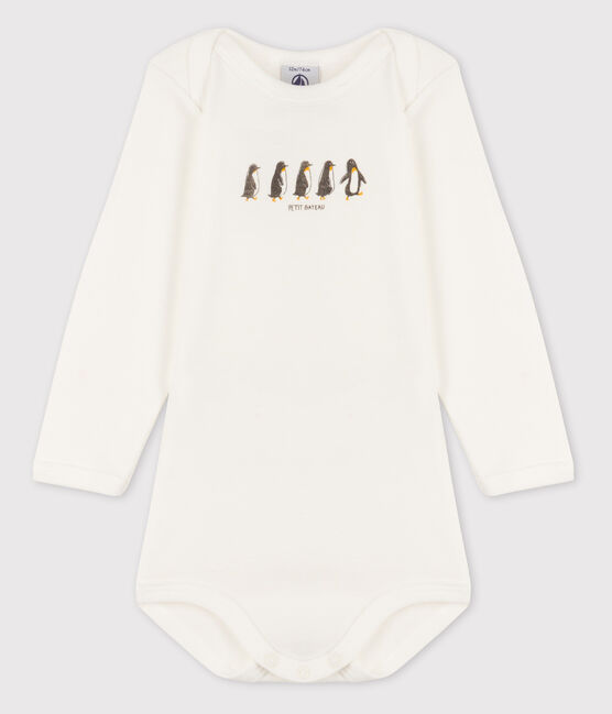 Langärmliger Baby-Body für Mädchen weiss MARSHMALLOW/gelb BOUDOR