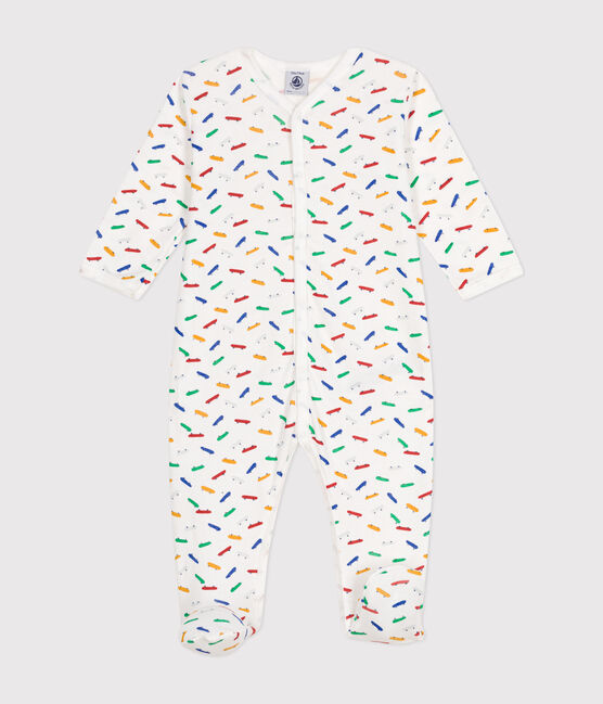 Baby-Pyjama aus Baumwolle mit Skateboard-Printmotiv weiss MARSHMALLOW/weiss MULTICO
